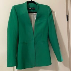 Zara Women's Green Inverted Lapel Blazer Size XS
